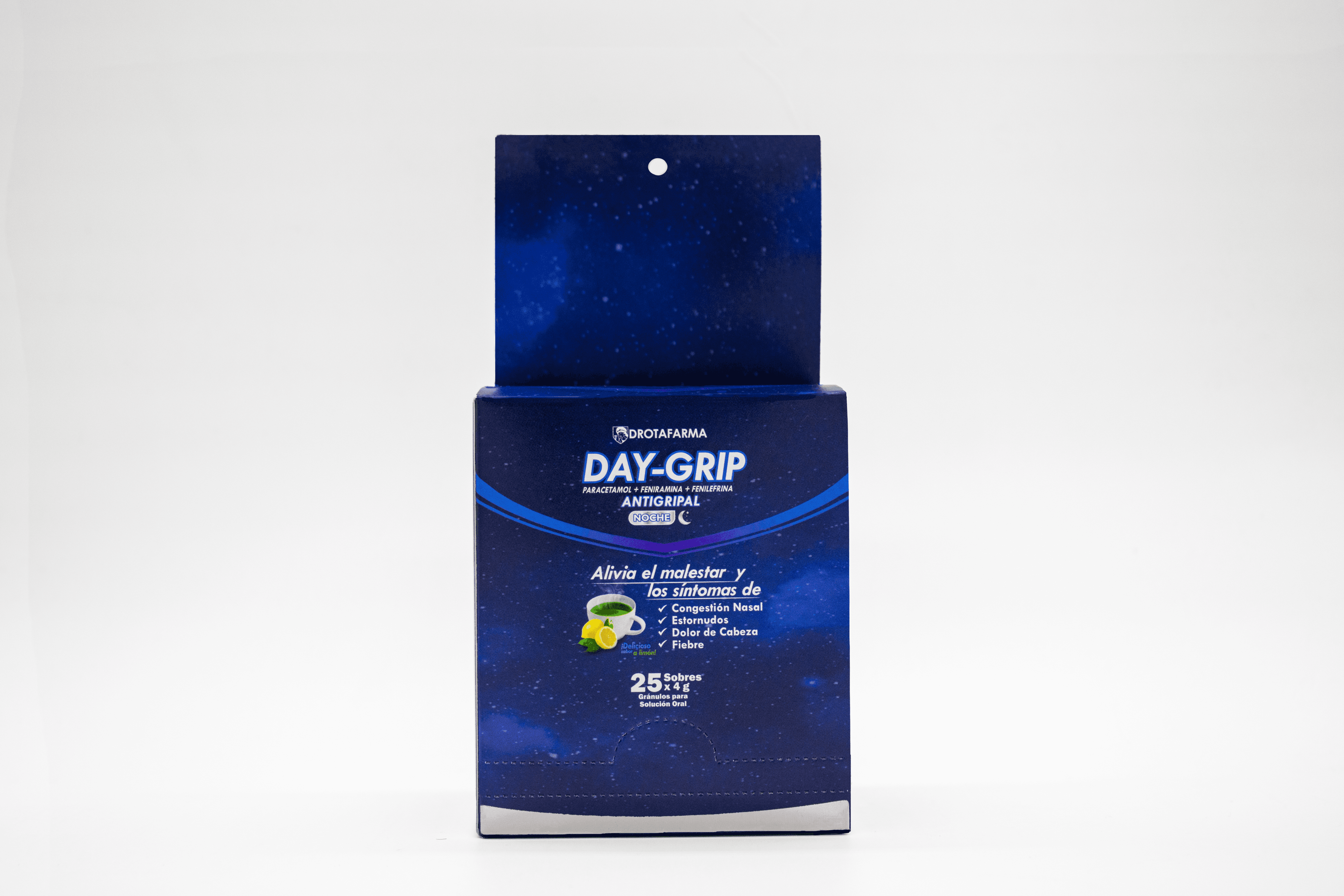 Day-Grip Té Noche: Descanso reparador y alivio nocturno🌙 Formulado con ingredientes que ayudan a aliviar los síntomas del resfriado mientras favorecen un descanso profundo. Ideal para calmar la congestión y relajar el cuerpo antes de dormir.